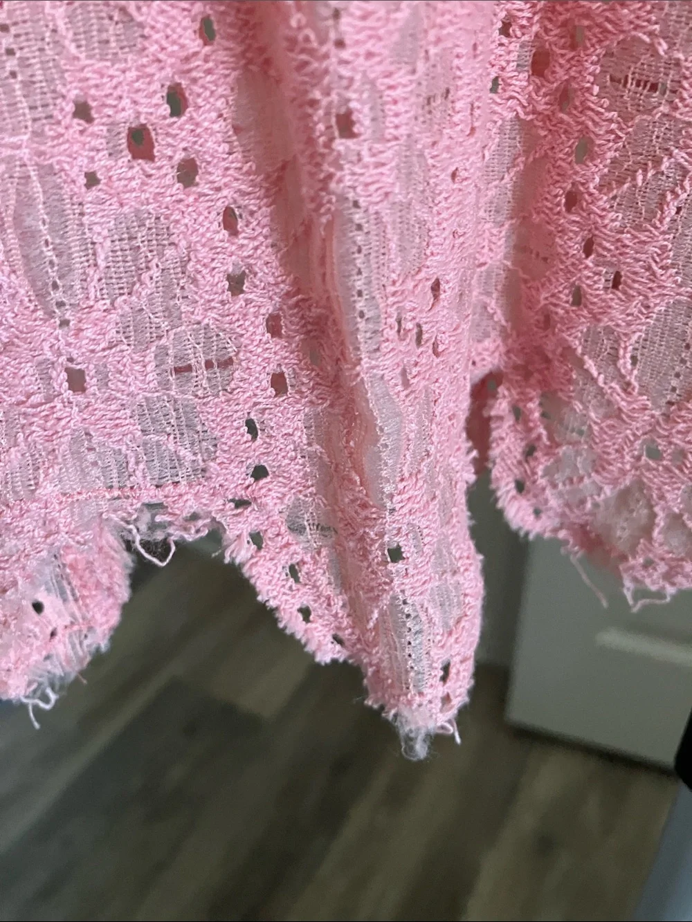 Free people intimates peachy pink lace cami S/P frayed